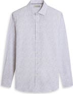 Bugatchi Axel Shaped Fit Crosshatch Print Cotton Button-Up Shirt