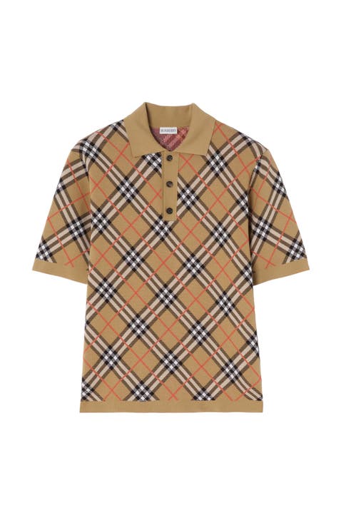 Check Cotton Blend Polo Shirt