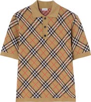 Burberry Check Cotton Blend Polo Shirt