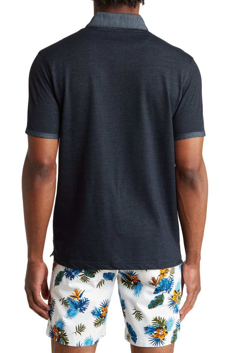 DENIM AND FLOWER Contrast Collar Polo, Alternate, color, Navy W/ Denim Blue