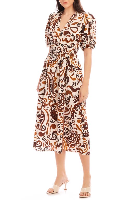 Fifteen Twenty Poppy Mixed Print Cotton Midi Dress In Batik Print