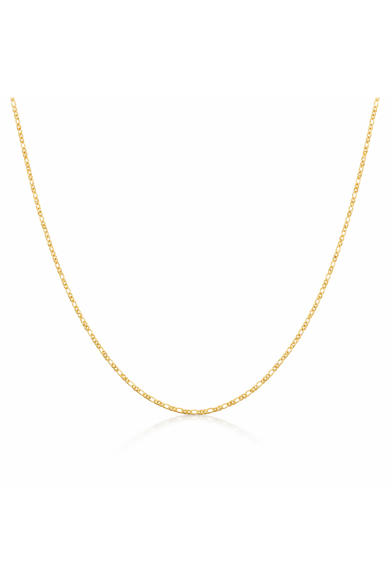 Gold-Plated Sterling Silver Thin Figaro Necklace, Main, color, Gold