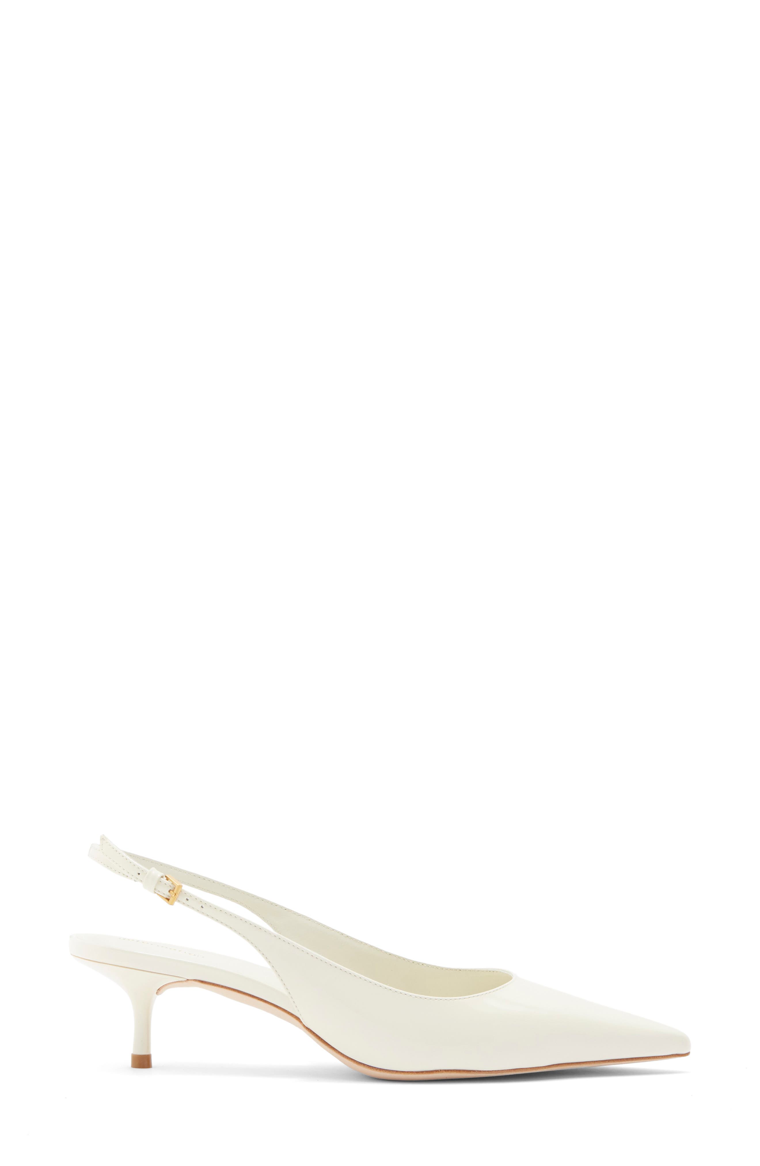 Reformation Wrenley Pointed Toe Slingback Pump, Alternate, color, White Patent