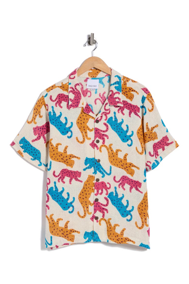 Panthera Short Sleeve Shirt, Alternate, color, EGGSHELL MULTI
