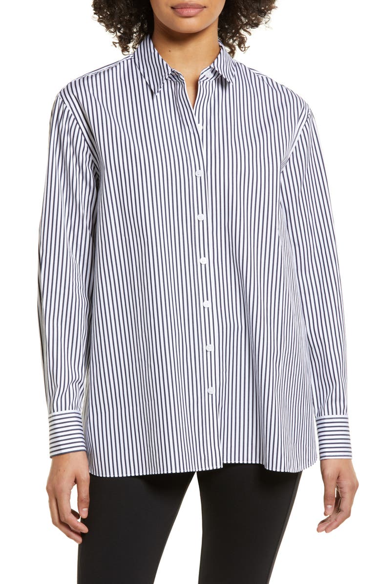Nordstrom Women's Everyday Stripe Poplin Button-Up Shirt, Main, color,