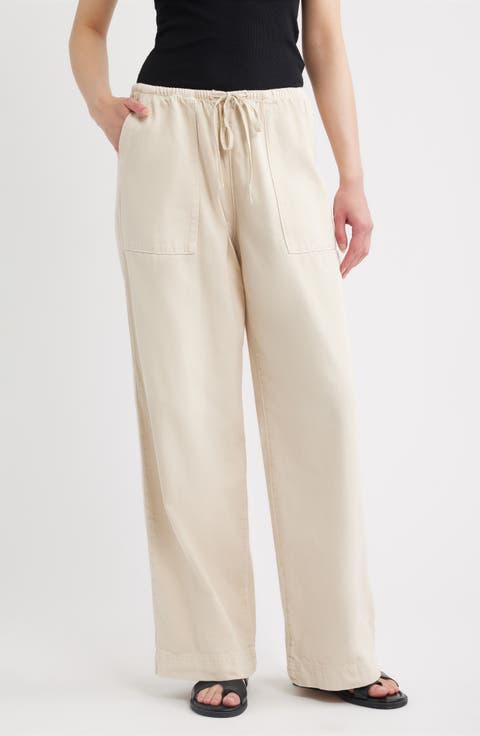 Claire Cotton Blend Wide Leg Pants