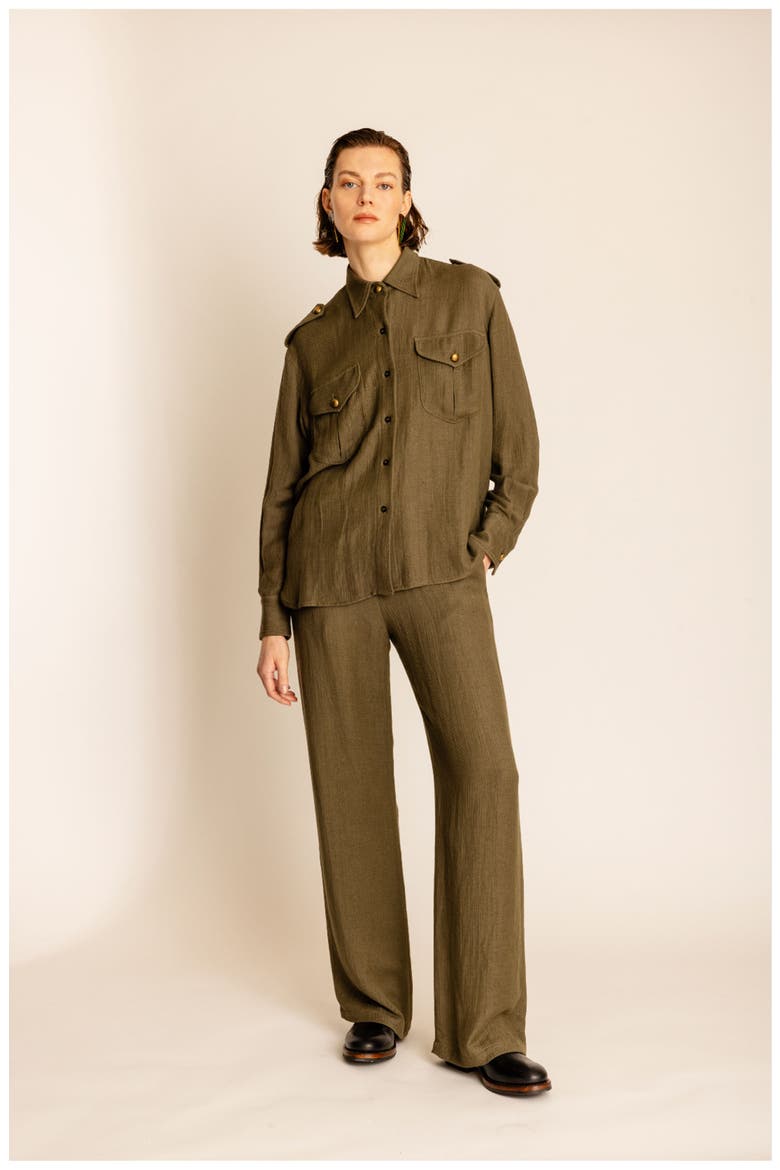 Sahariana Linen Blend Shirt, Alternate, color, Beige
