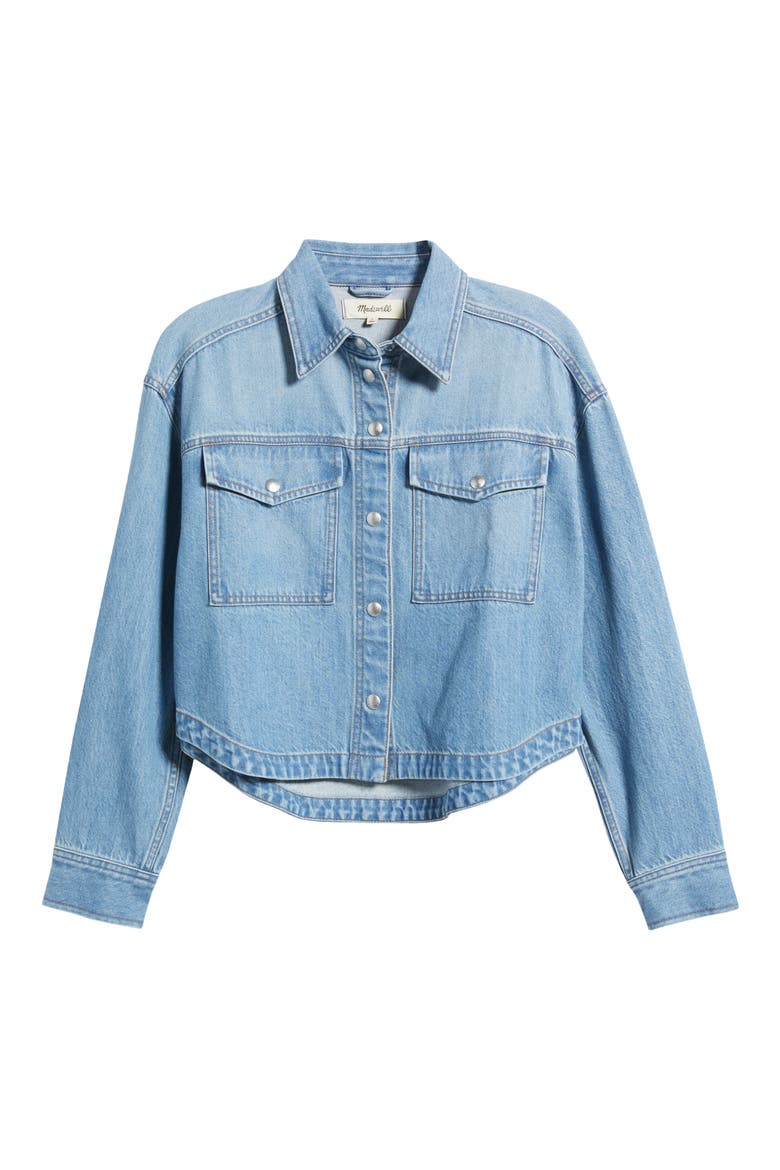 Airy Denim Crop Shirt, Alternate, color, HAZLETON WASH