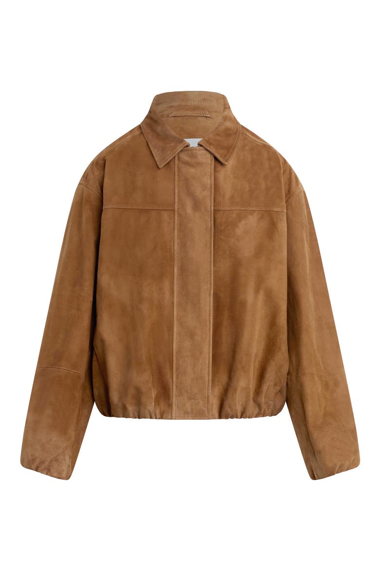 Bella Suede Bomber Jacket, Alternate, color, NUTMEG