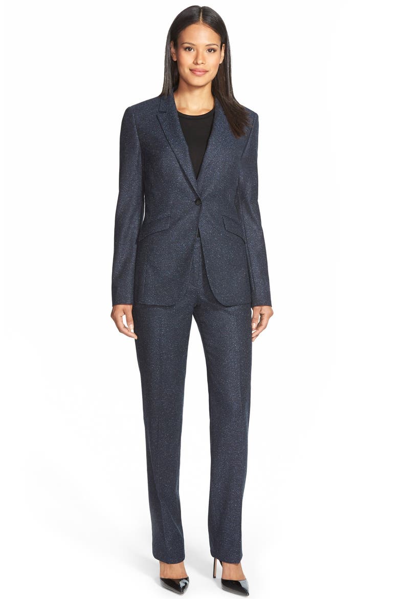 'Jamoli' One-Button Tweed Blazer, Alternate, color, ANTHRACITE FANTASY