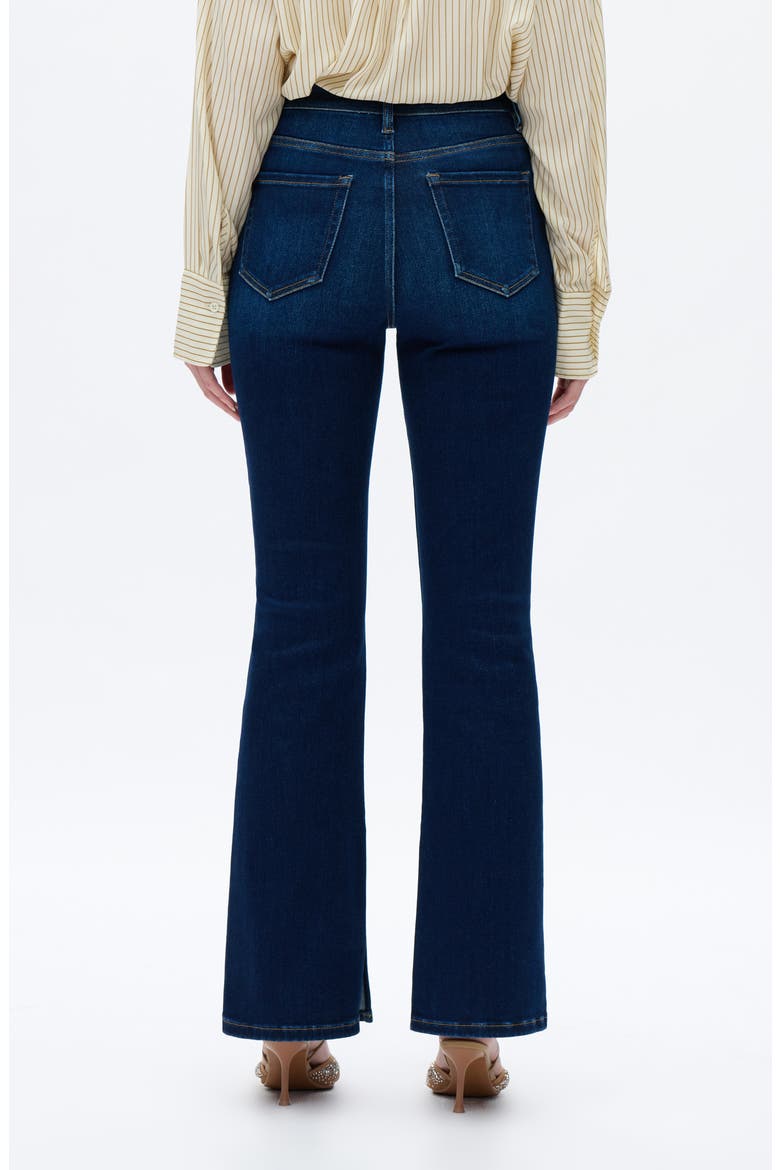 High Waist Slit Flare Jeans, Alternate, color, DARK BLUE WASH