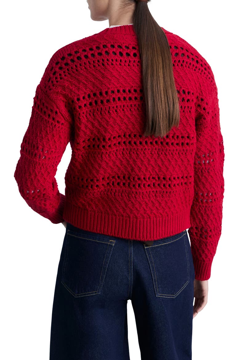 Openwork Sweater, Alternate, color, RED