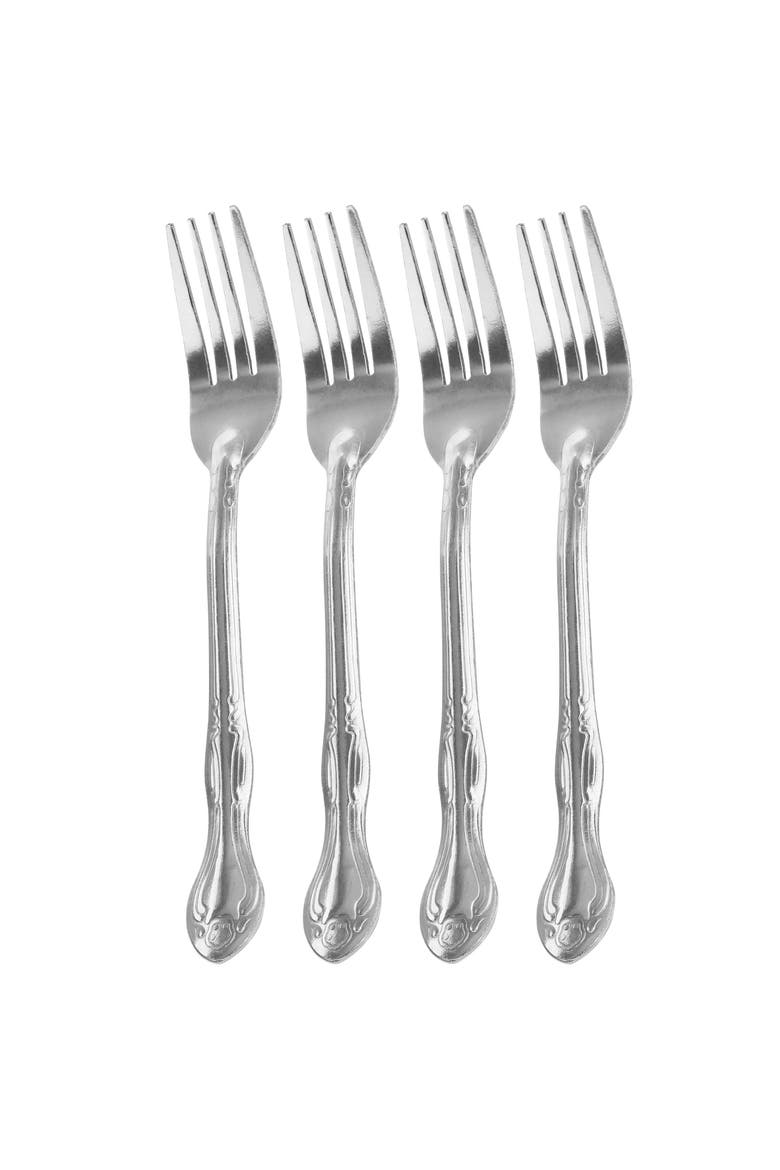 Abbie 4 Piece Stainless Steel Dinner Fork Set, Main, color, Silver