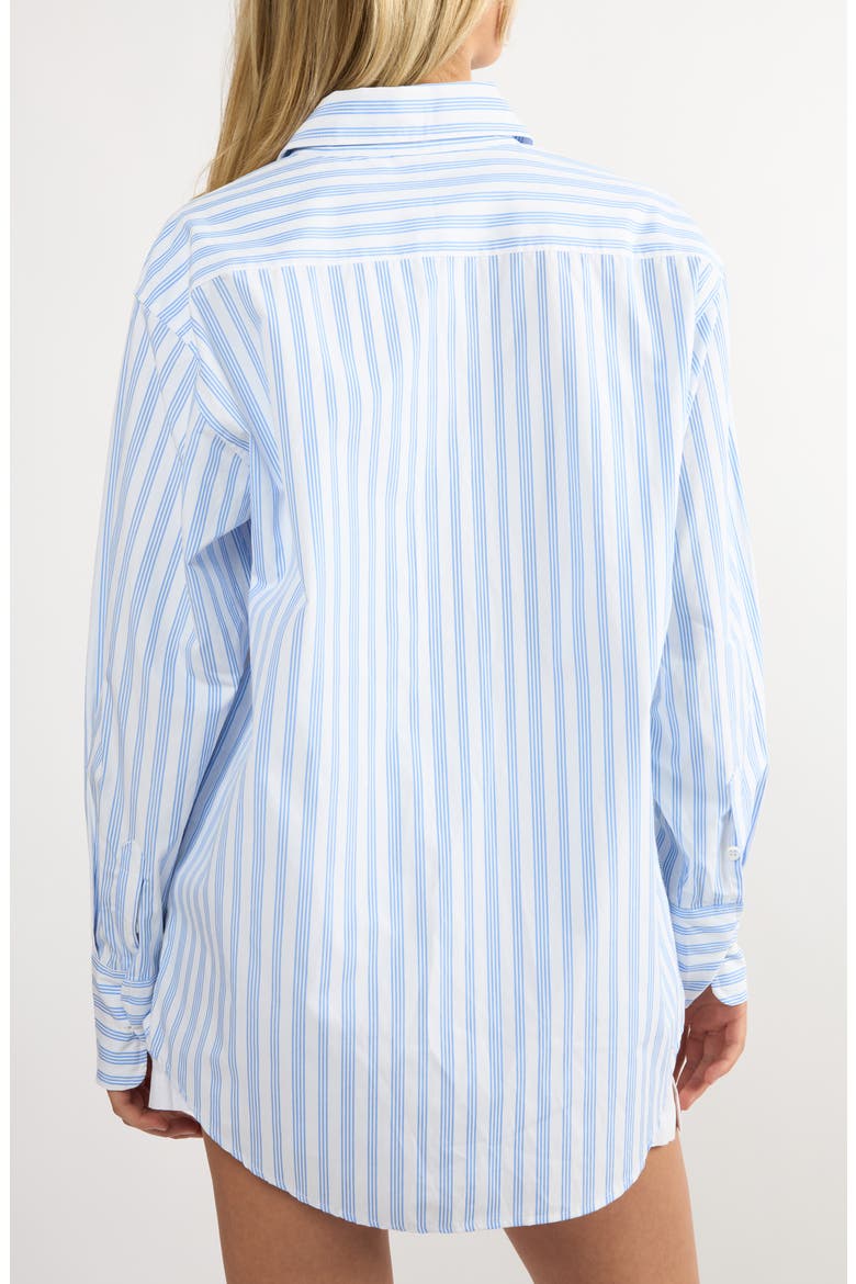 Seaside Stripe Button-Up Shirt, Alternate, color, BLUE STRIPE