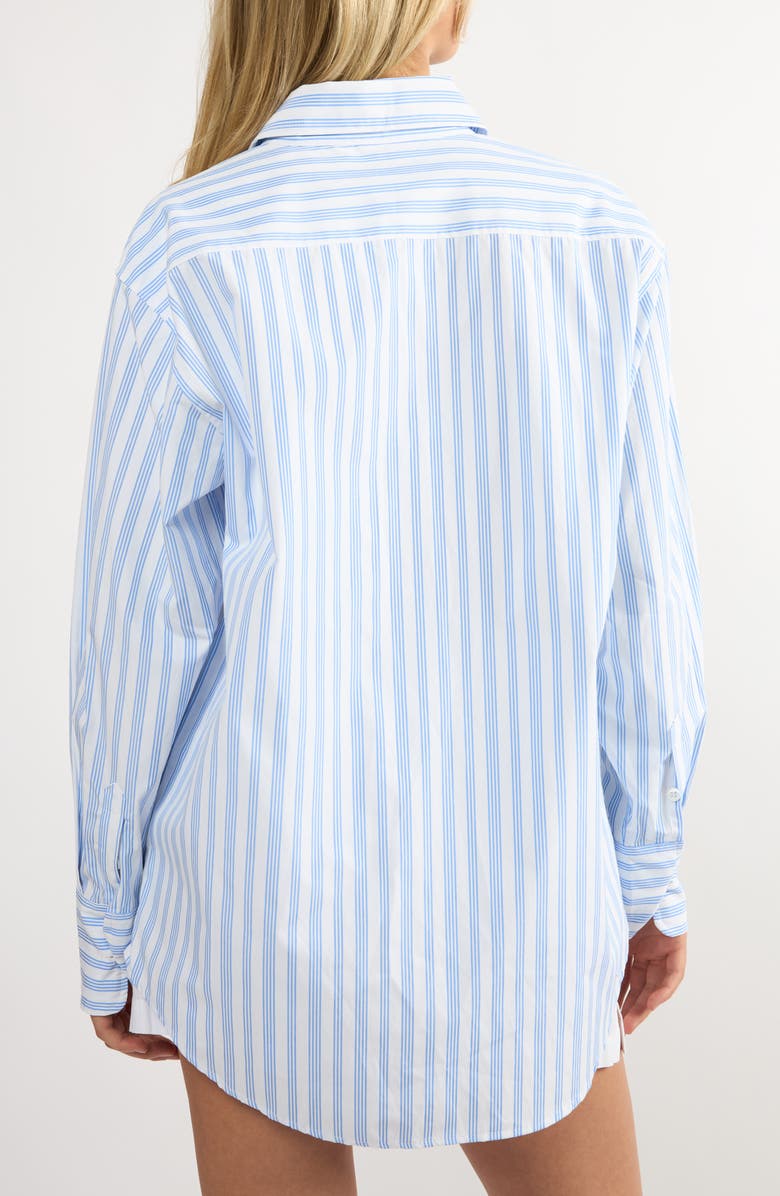 Viens Avec Moi Seaside Stripe Button-Up Shirt, Alternate, color, Blue Stripe