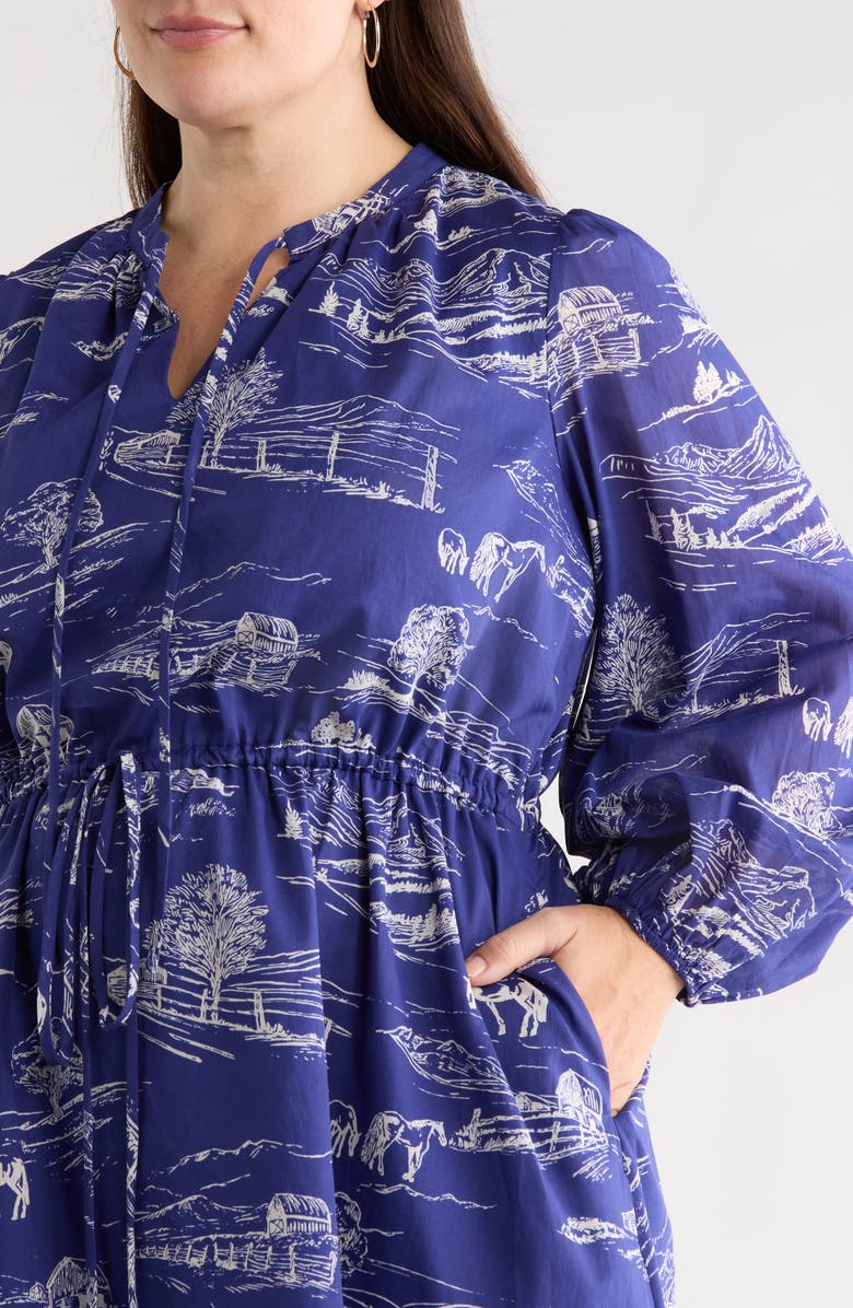 SUGARLIPS Avon Town Viany Long Sleeve Dress, Alternate, color, Navy-Cream