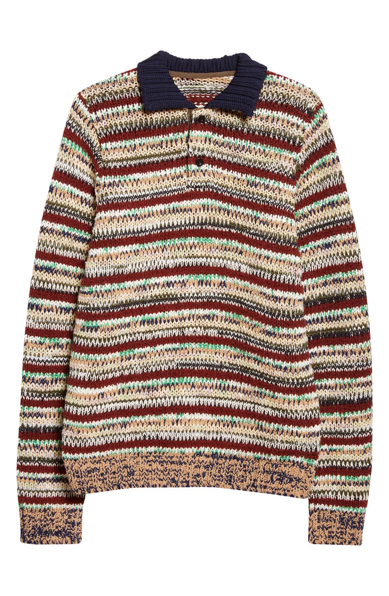 Sacai Mix Knit Polo Sweater, Main, color, Beige Multi
