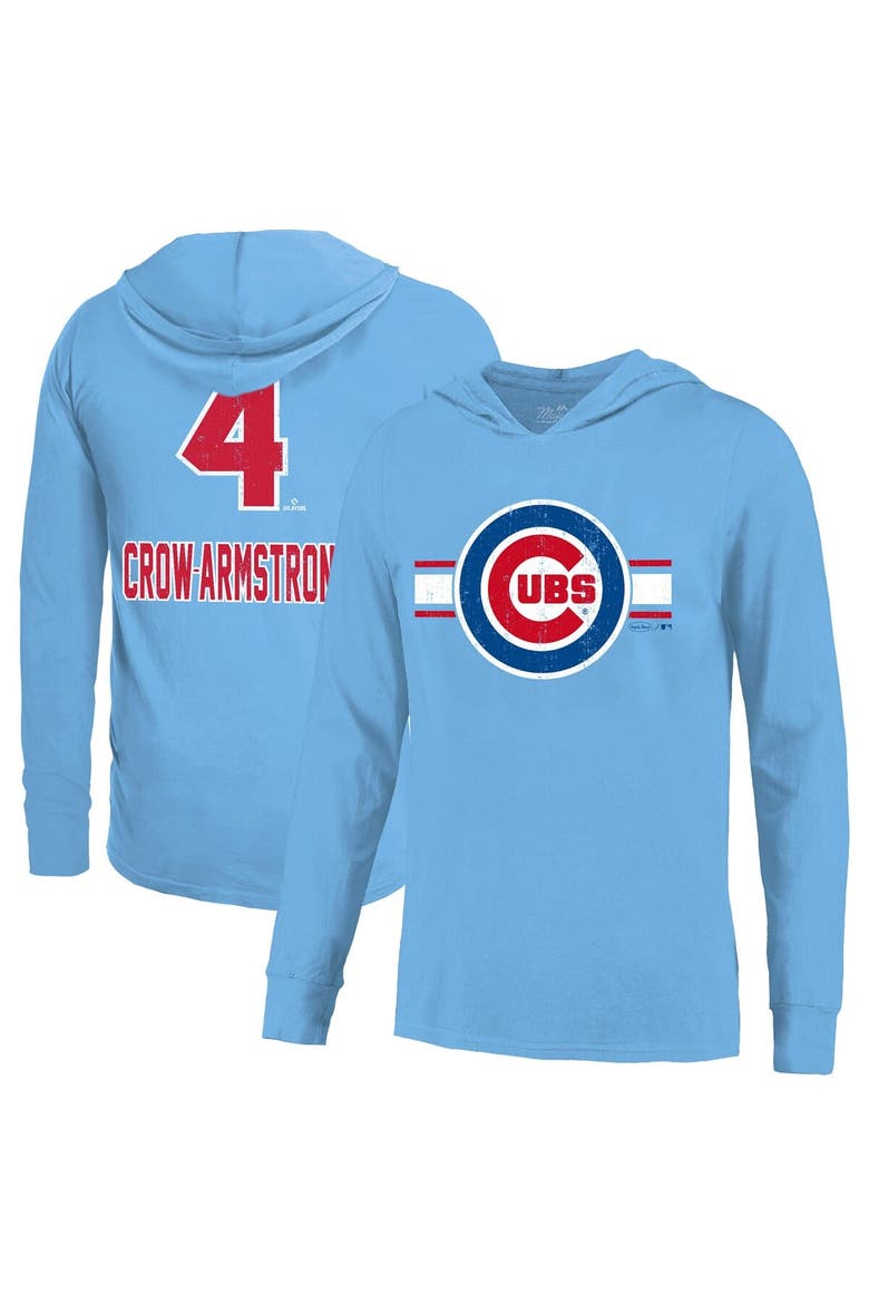 Men's Majestic Threads Pete Crow-Armstrong Light Blue Chicago Cubs Lightweight Name & Number Hoodie, Main, color, Light Blue