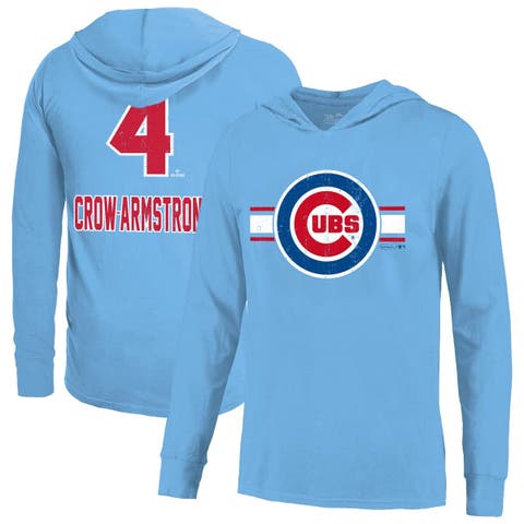 Men's Majestic Threads Pete Crow-Armstrong Light Blue Chicago Cubs Lightweight Name & Number Hoodie