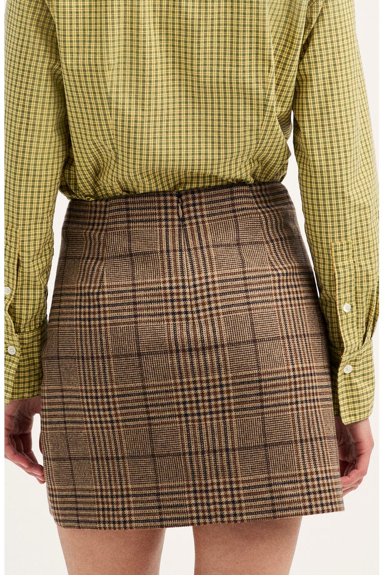 Plaid Recycled Wool Blend A-Line Miniskirt, Alternate, color, BROWN BLACK PLAID MULTI