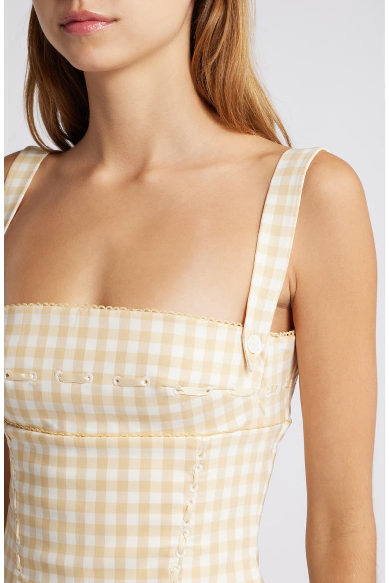 Lottie Gingham Corset Tank, Alternate, color, GINGERBREAD