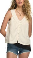 Lucky Brand Lace Trim Sleeveless Cotton Blend Top