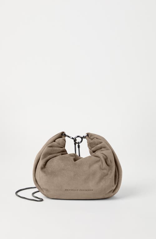 Brunello Cucinelli Suede Brioche Hobo Bag In Sage