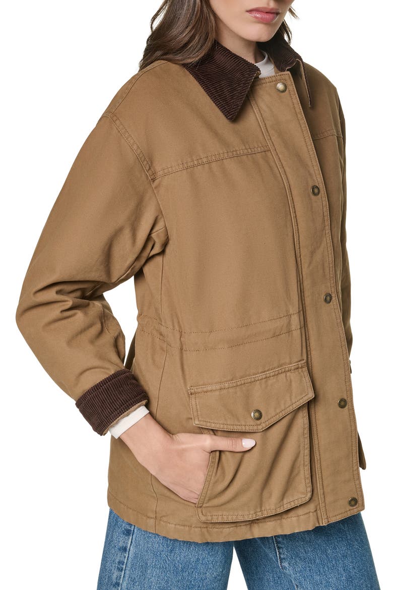 Corduroy Collar Military Jacket, Alternate, color, BROWN