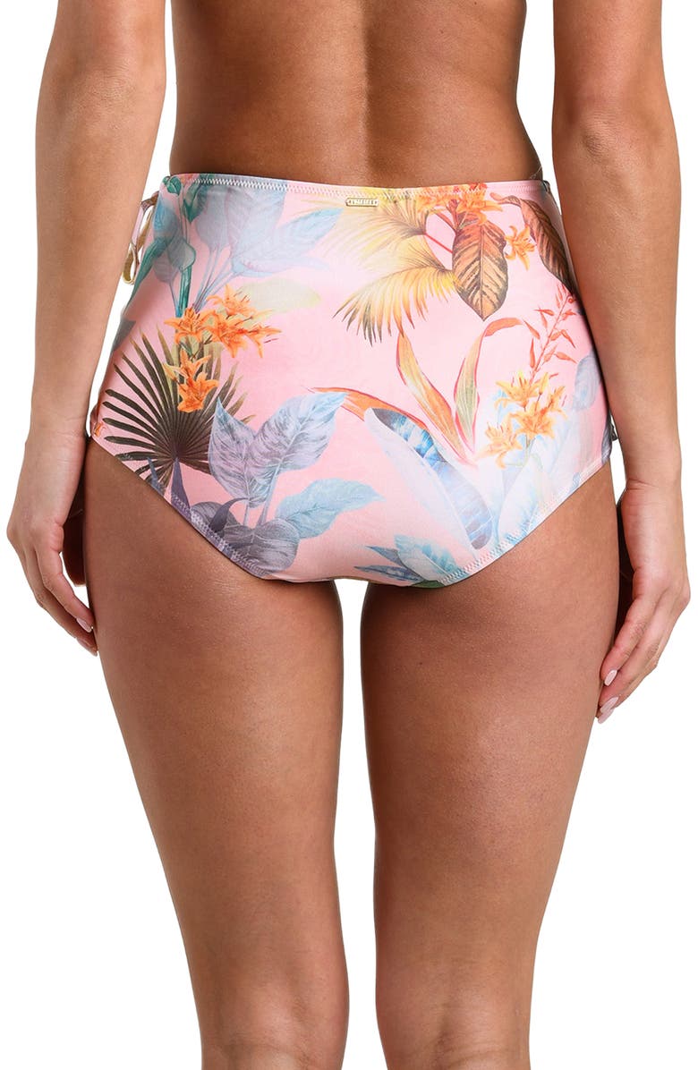 L'AGENCE Colorful Palm Linda Skirted Bikini Bottoms, Alternate, color, Pink Multi