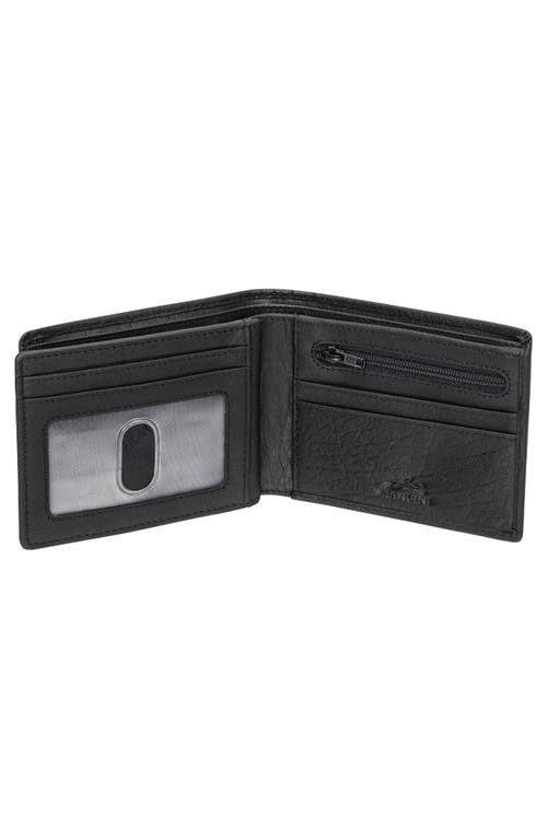 Mancini Buffalo Rfid Center Wing Wallet With Coin Pocket In Black