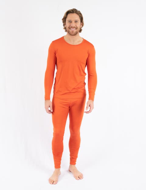 Men's Two-Piece Thermal Long Sleeve Solid Pajamas