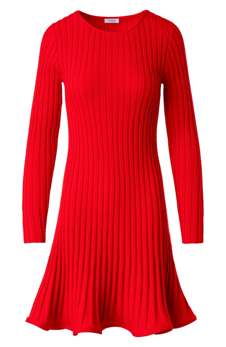 Akris punto Long Sleeve Ribbed Sweater Dress, Alternate, color, Vermillion