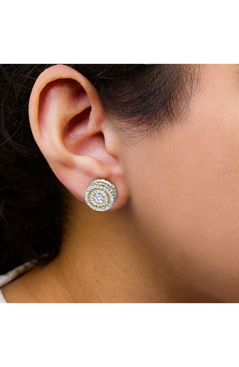 Haus of Brilliance 10K Yellow Gold 1.00 Ct Diamond Halo Radiant Sunburst Stud Earrings, Alternate, color, Yellow