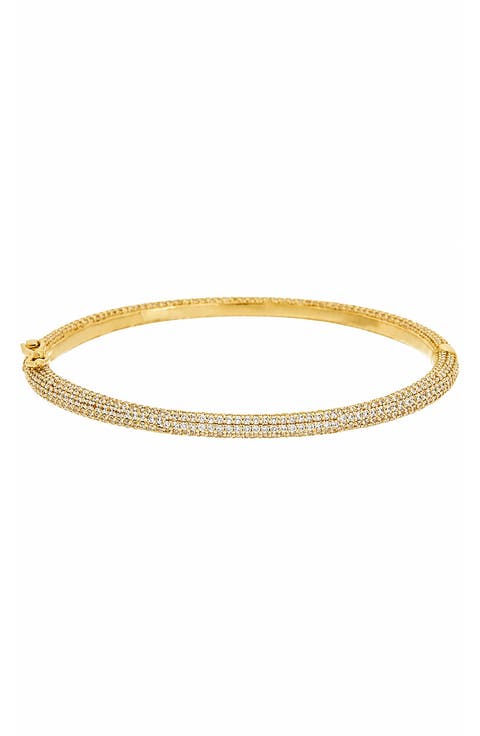 Pavé Cubic Zirconia Hinged Bangle