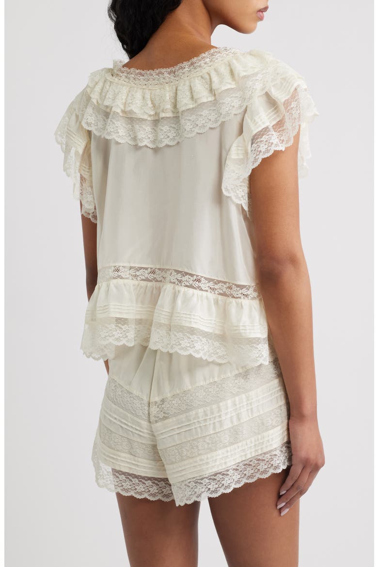 Persine Lace Trim Silk Top, Alternate, color, IVORY