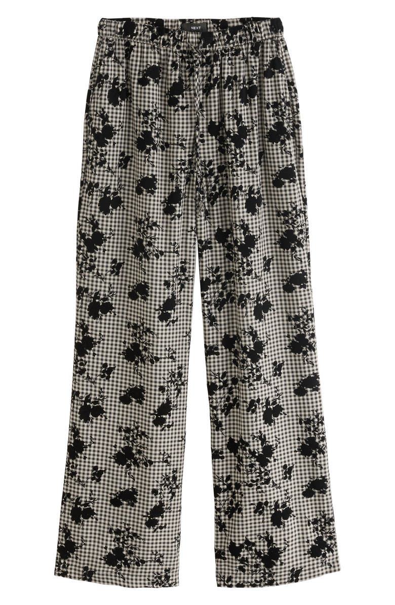 NEXT Floral Flocked Gingham Drawstring Pants, Alternate, color, Multi