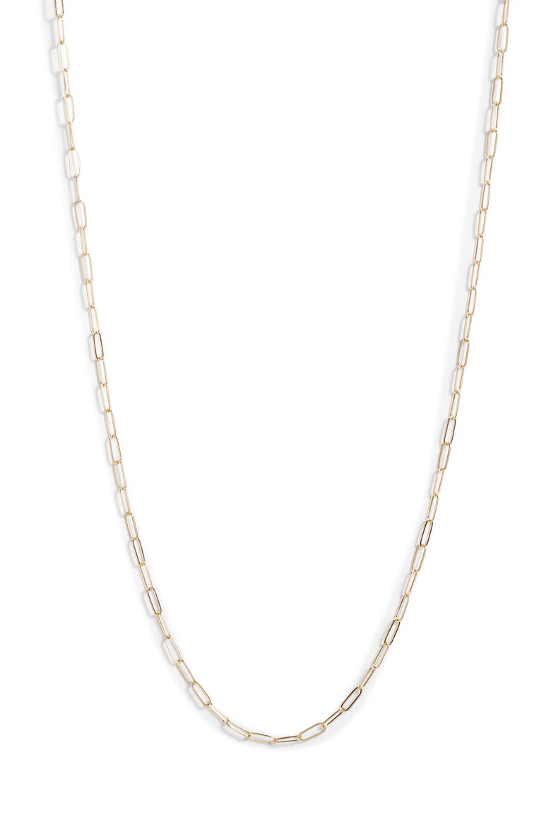 Mini Paper Clip Link Chain Necklace, Main, color, YELLOW GOLD