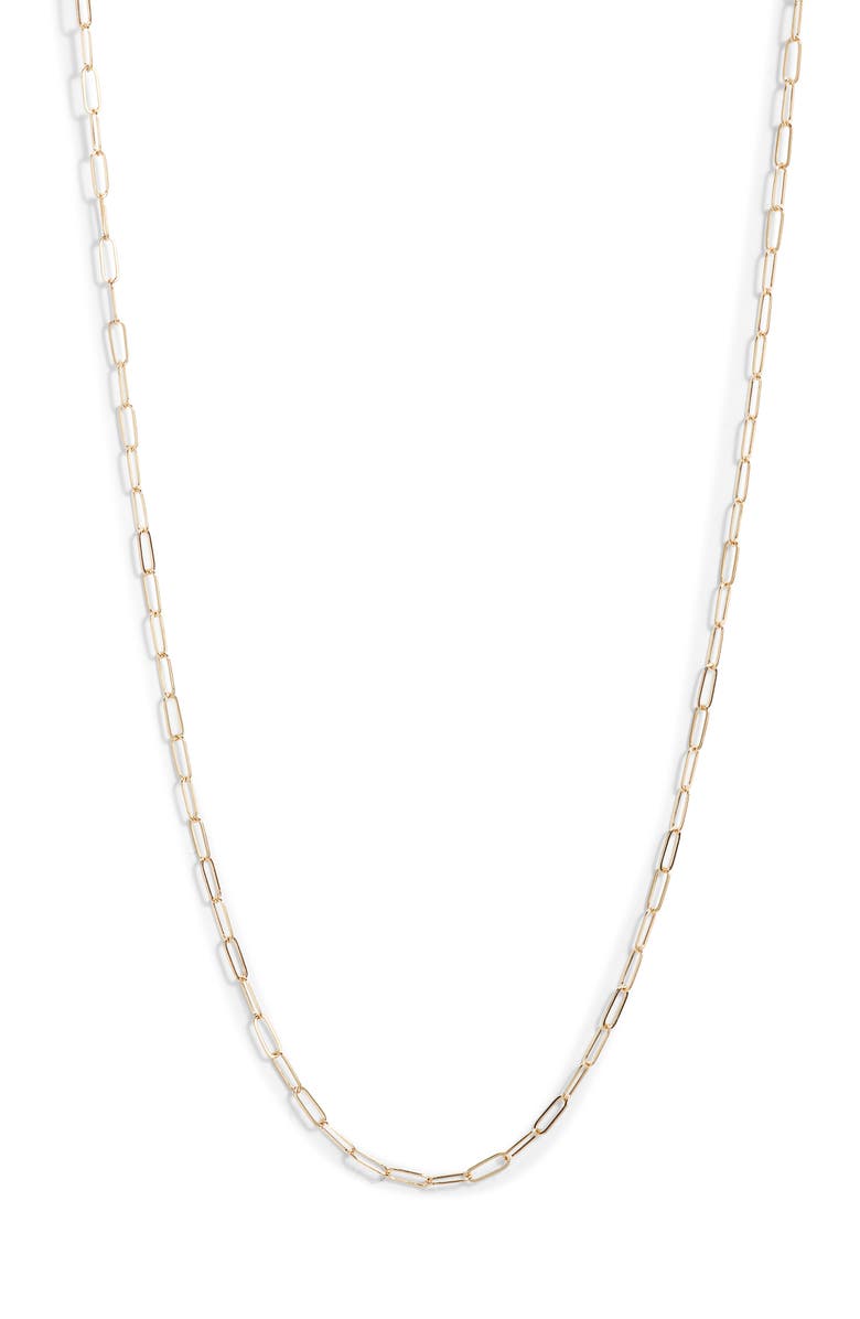 Anzie Mini Paper Clip Link Chain Necklace, Main, color, Yellow Gold
