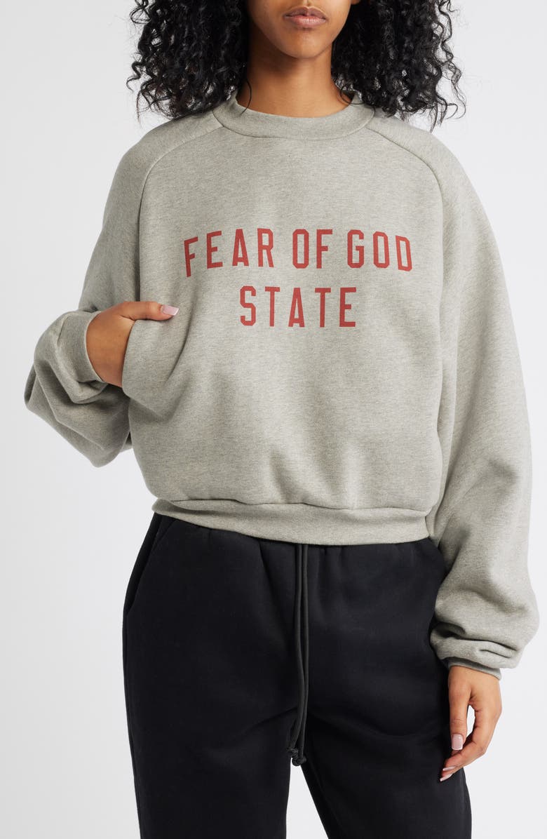 Fear of God Essentials Crop Fleece Graphic Sweatshirt, Alternate, color, 