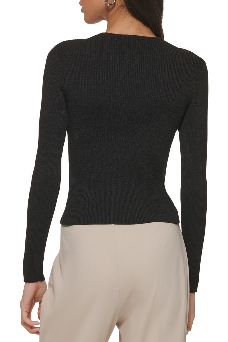 Rib Metallic Cutout Sweater, Alternate, color, BLACK