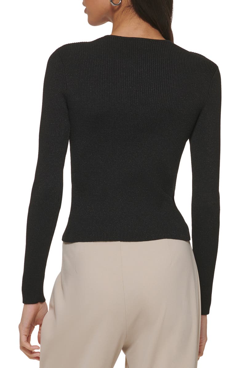 DKNY Rib Metallic Cutout Sweater, Alternate, color, 