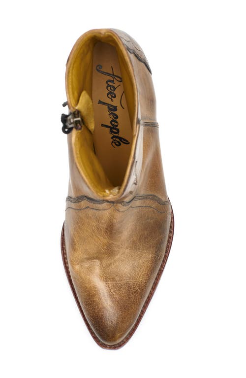 Free People New Frontier Western Bootie In Light Tan Leather