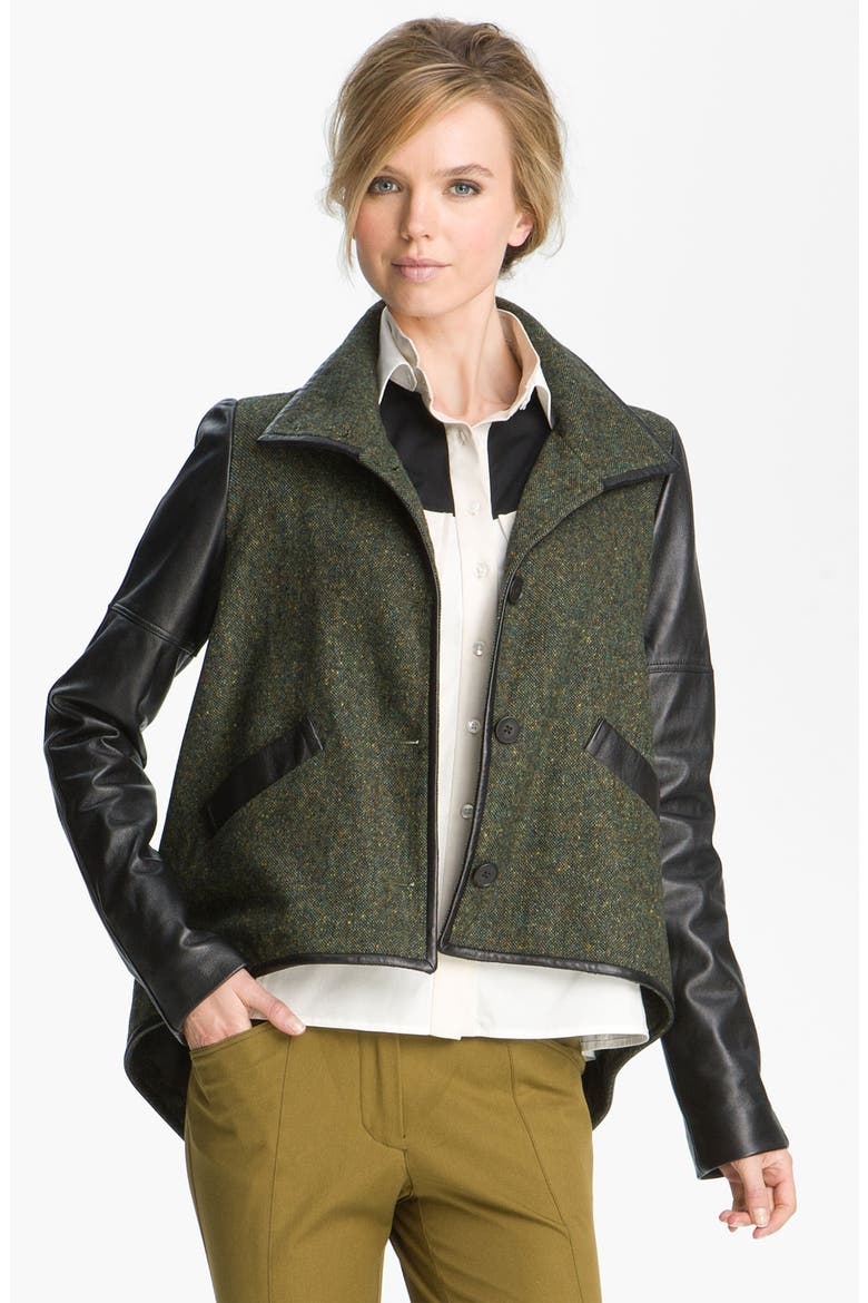 Leather Sleeve Jacket, Main, color, ARMY