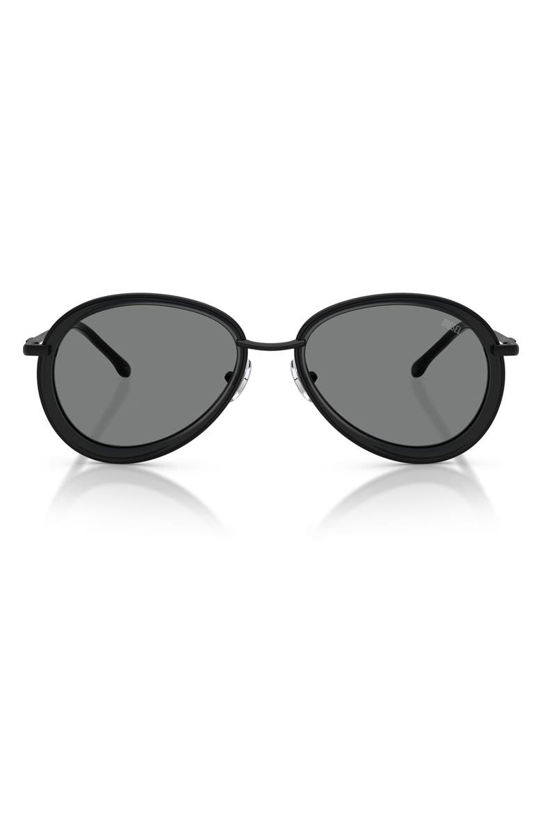 DIESEL<sup>®</sup> DL1016 54mm Oval Sunglasses, Main, color, Matte Black / Dark Grey