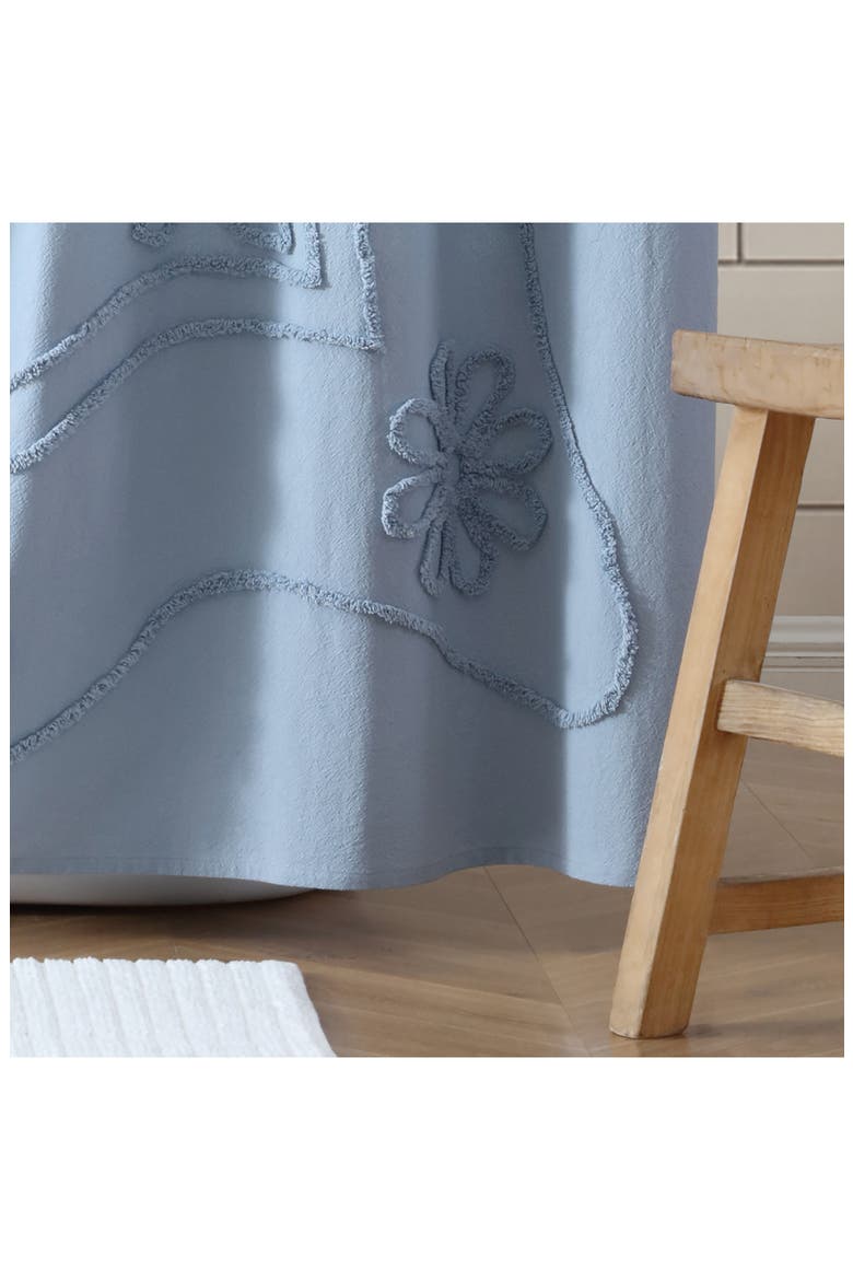 Retro Scroll Shower Curtain, Alternate, color, BLUE