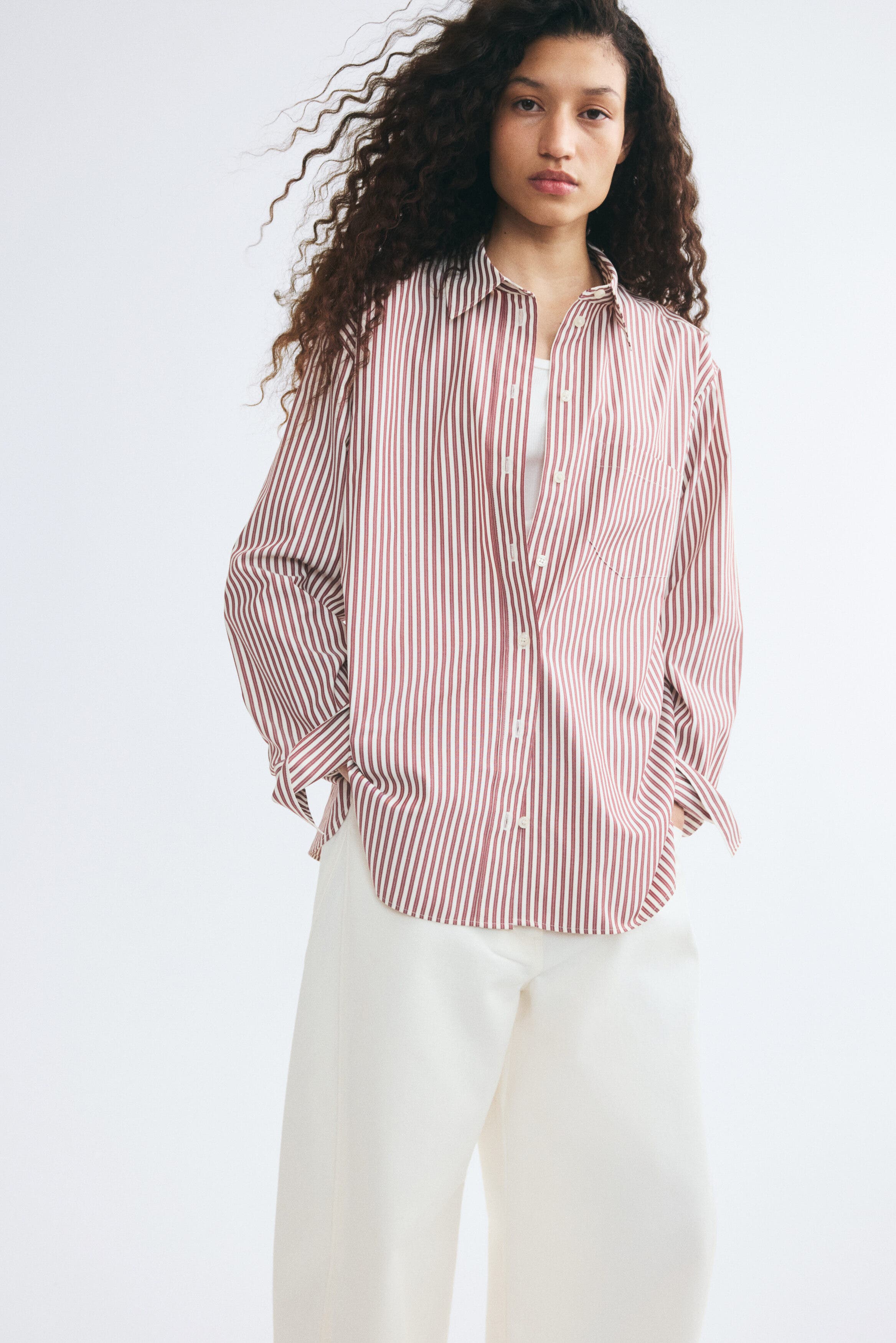 H&M Oversized Dobby-weave Shirt (Women) | Nordstrom