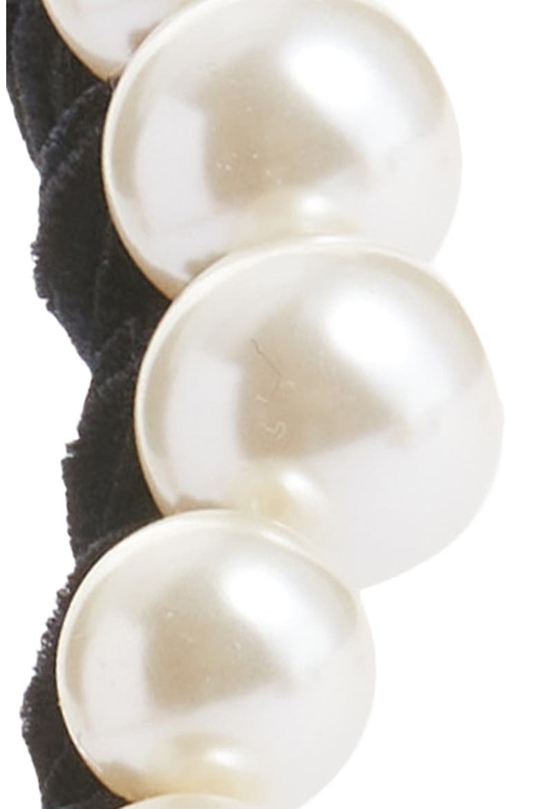 Imitation Pearl Bead Headband, Alternate, color, BLACK- WHITE