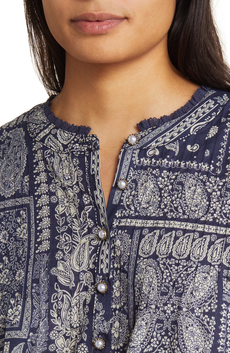 Wit & Wisdom Paisley Patchwork Button Front Top, Alternate, color, 