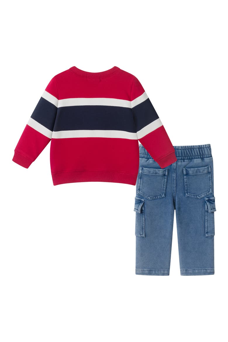 Sweatshirt & Cargo Pants Set, Alternate, color, RED COLORBLOCK