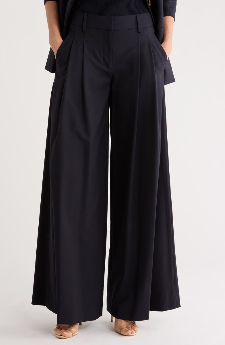 TWP Didi Stretch Wool Wide Leg Pants, Main, color, Midnight
